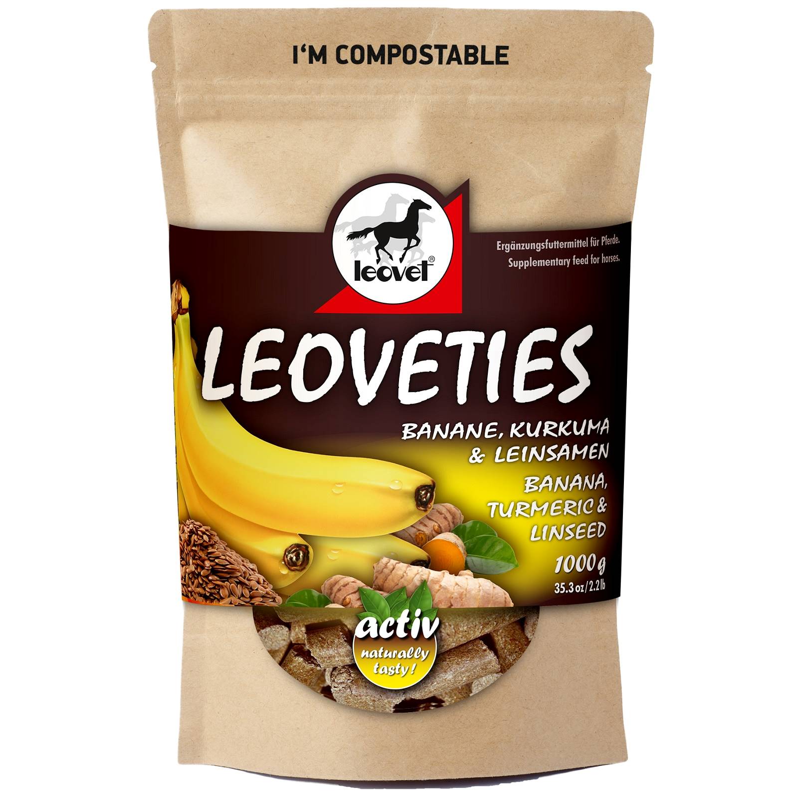 Snack Leovet Leoveties à la banane, au curcuma et aux graines de lin 1 kg