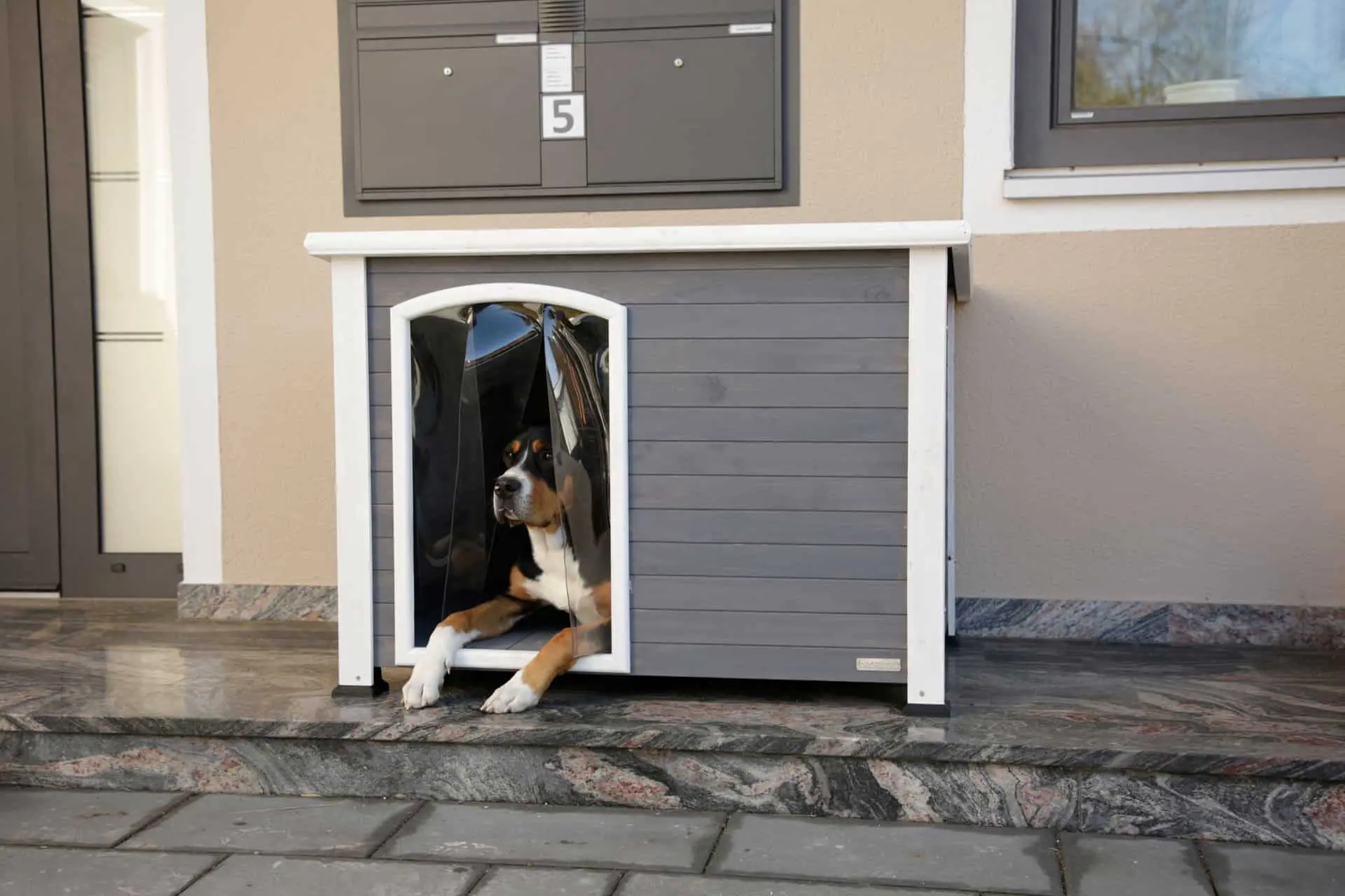 Dog House Kenny, grey/white 113 x 77 x 81 cm