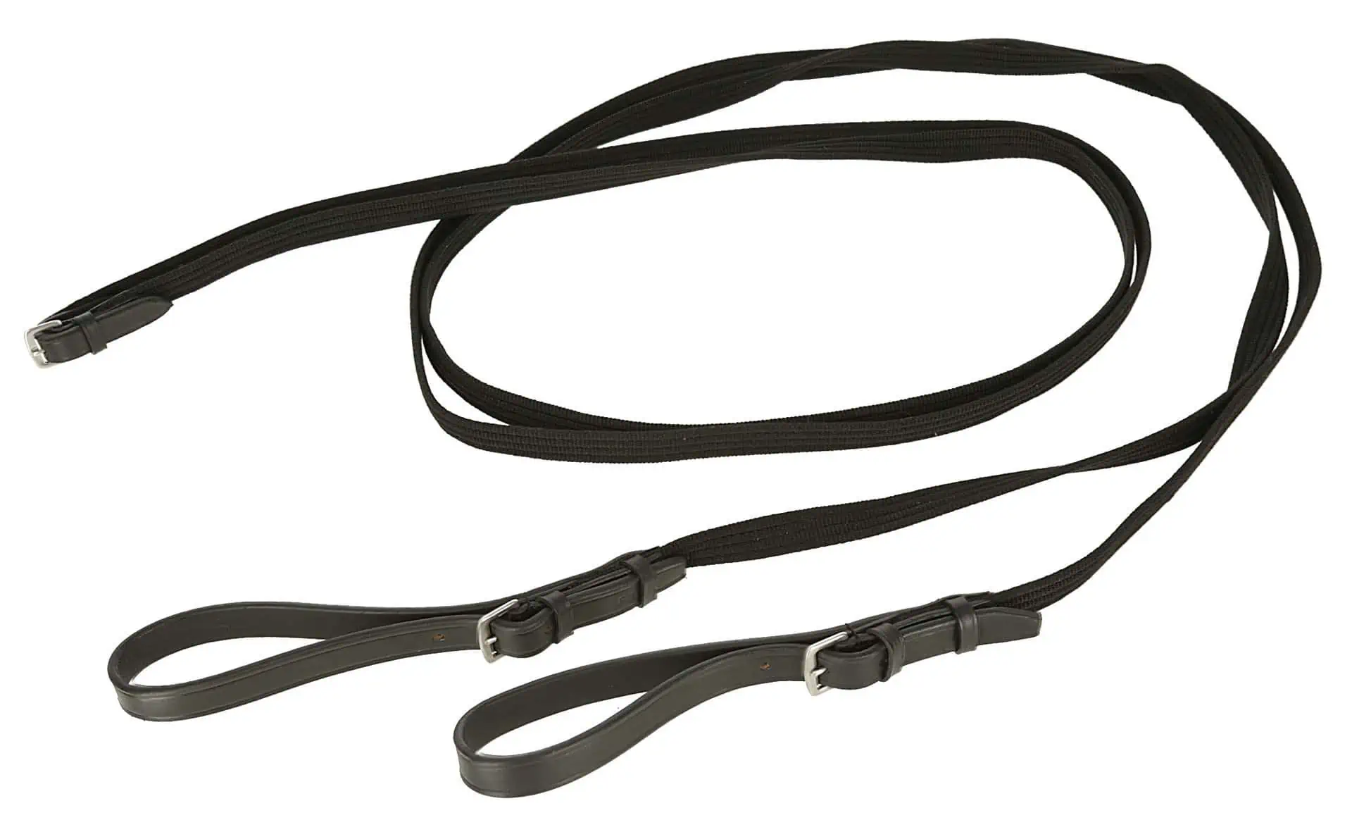 Web Draw Reins, black with split Leather Loops