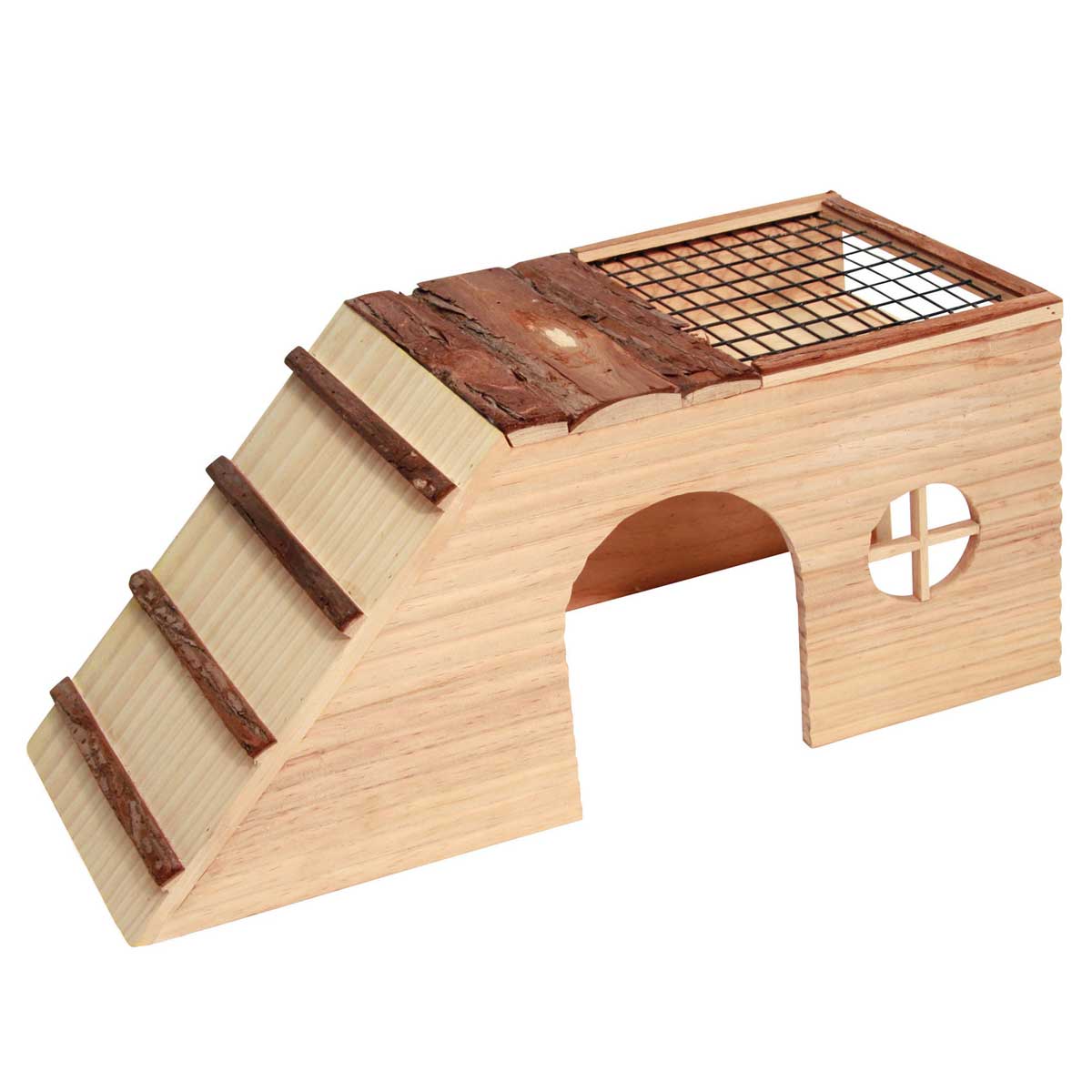 Kerbl Maison pour rongeurs nature avec rampe+ mangeoire intégrée