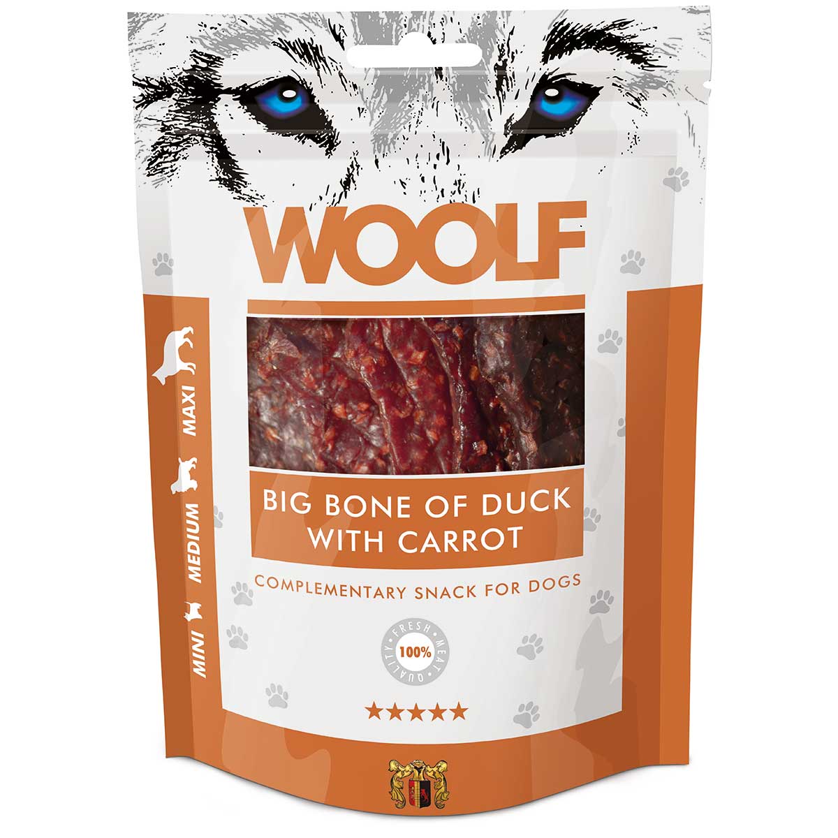 Woolf friandises pour chiens grands os avec canard et carottes