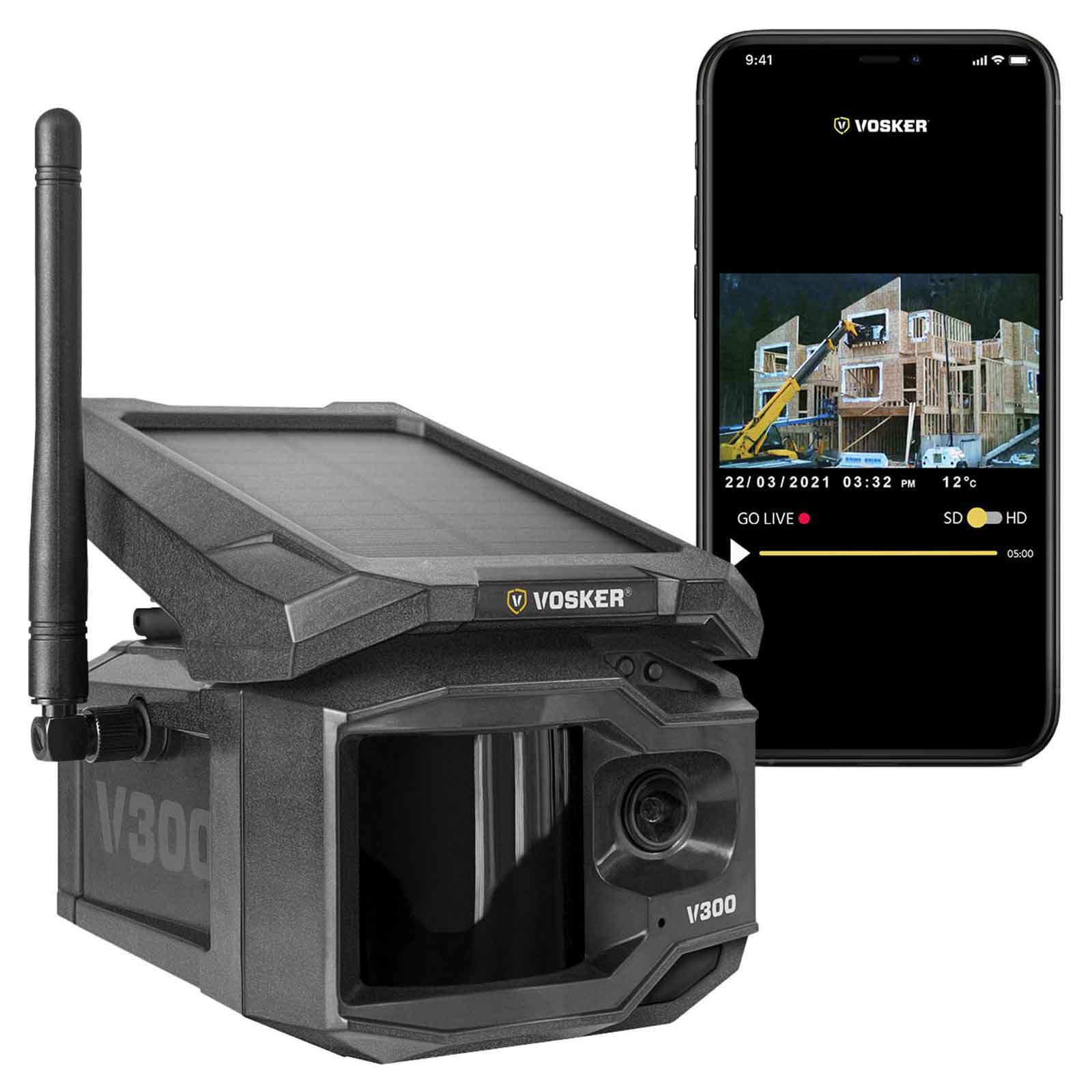 Caméra de surveillance Vosker V300 + Powerbank solaire + Base annuelle