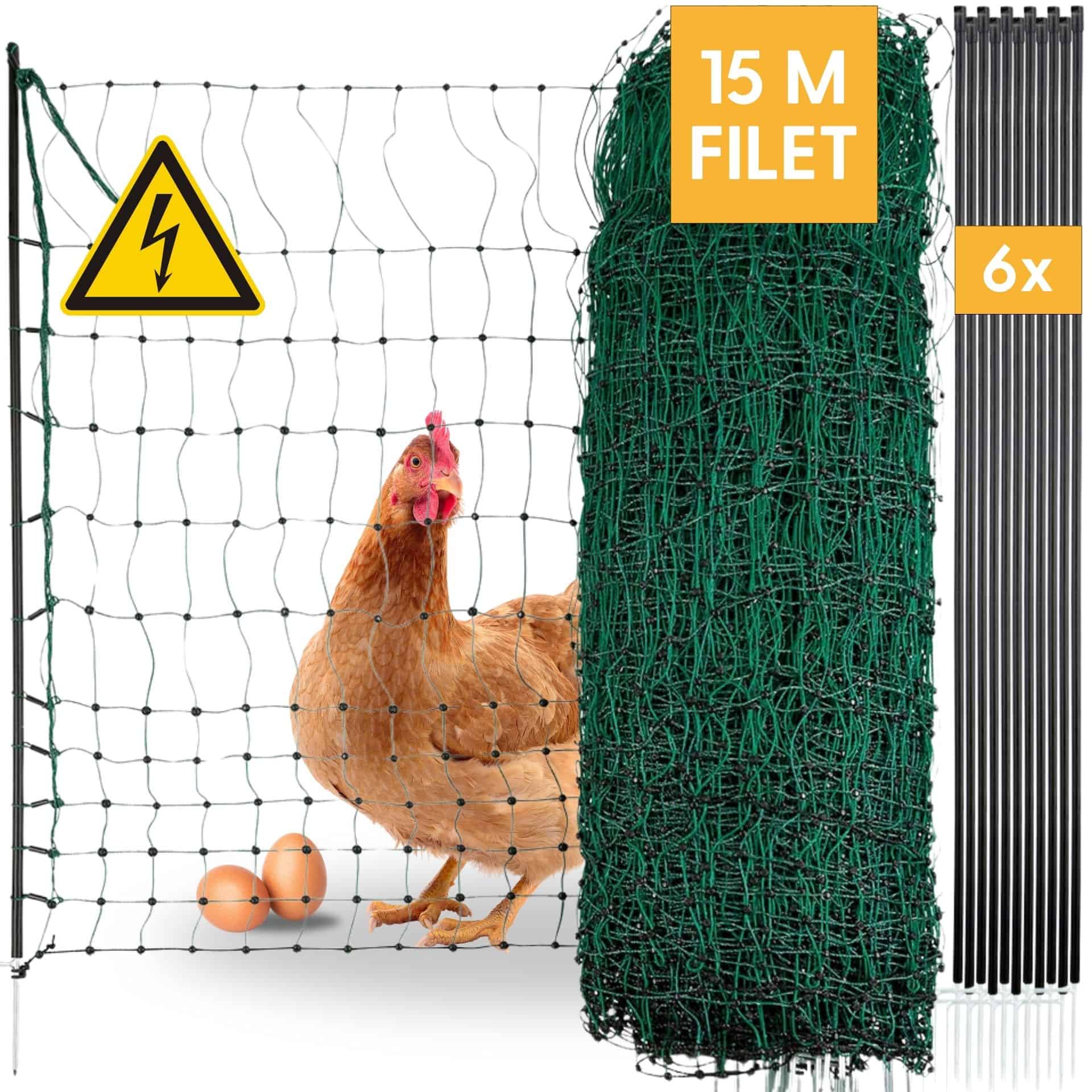 Filet pour poules Agrarzone Classic électrifié, double pointe, vert 15 m x 106 cm