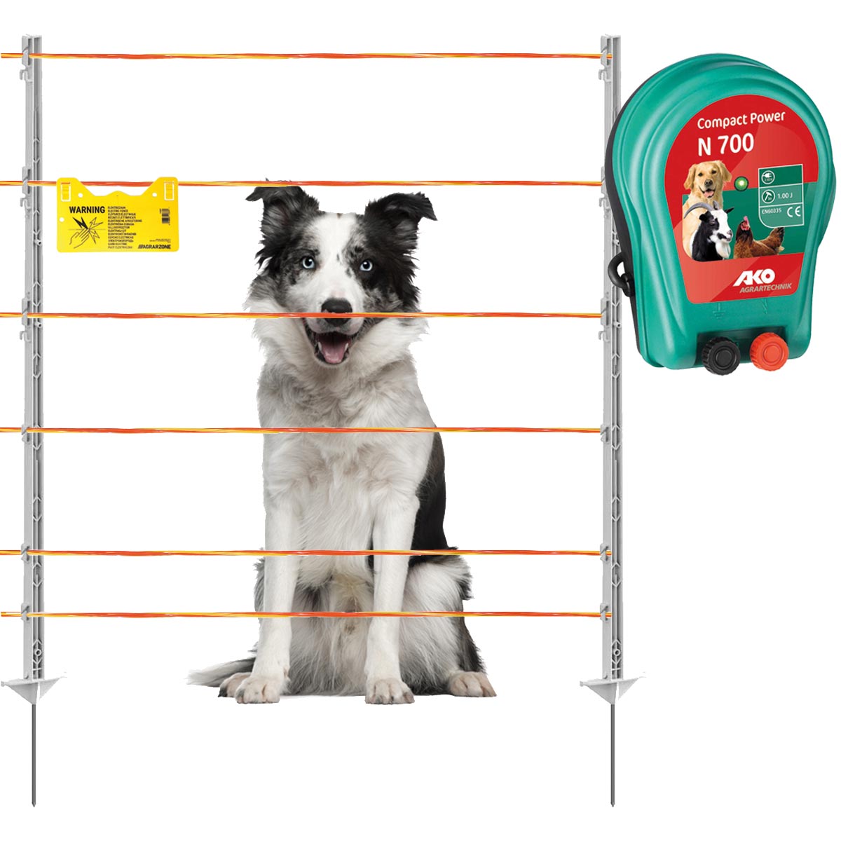 Kit de clôture Agrarzone pour chiens 230V avec fil de 250m jaune/orange