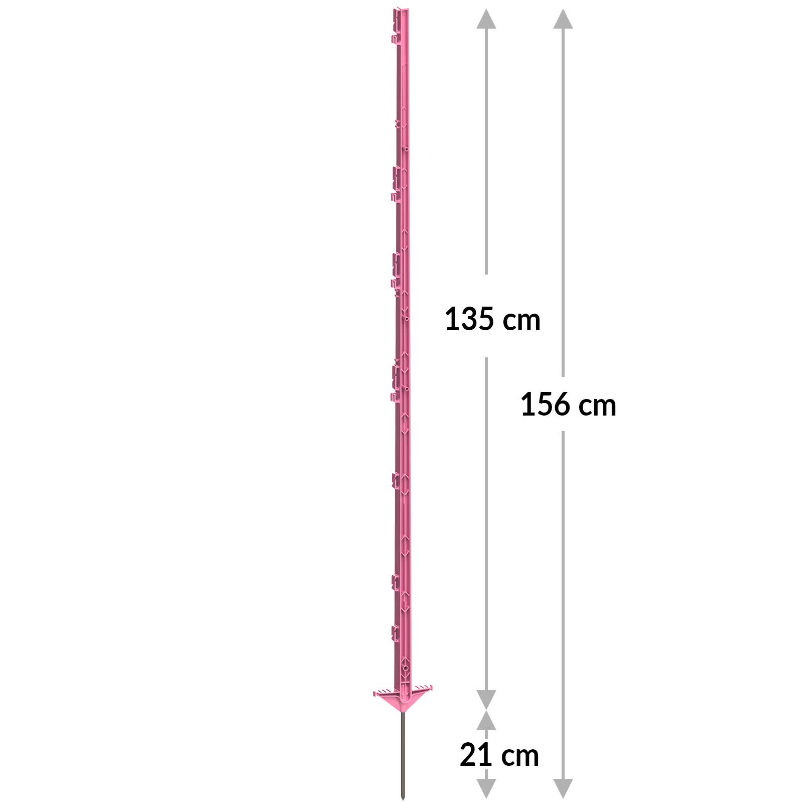 5x Piquet plastique Expert 156 cm, double marchepied, rose