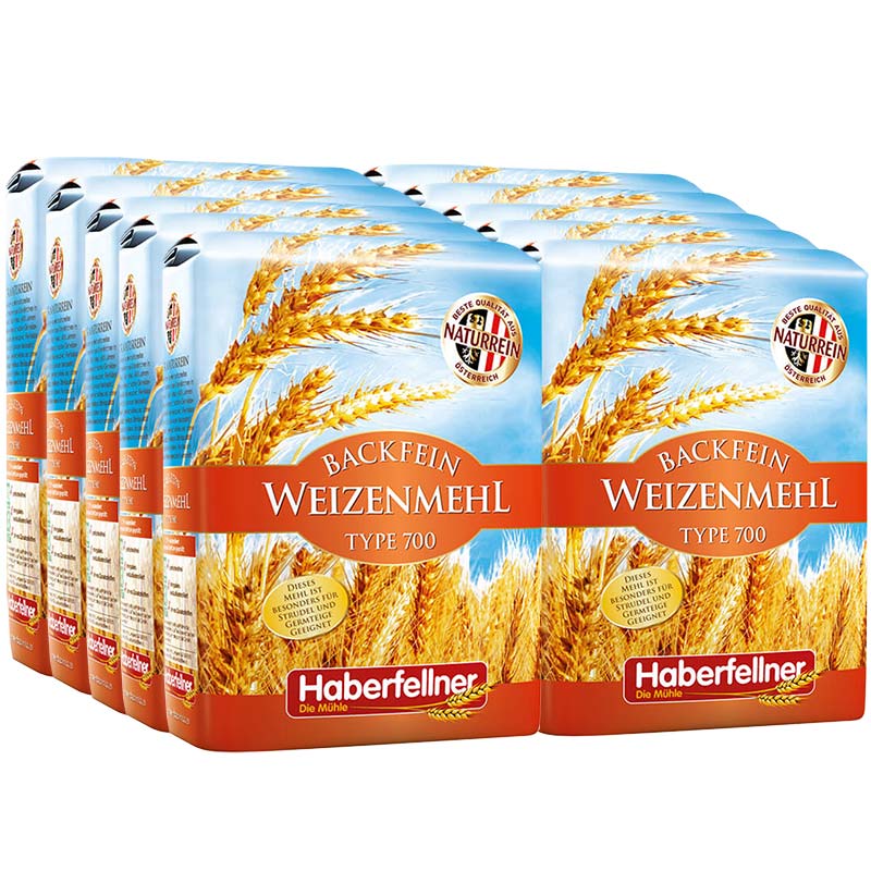 10 x 1kg de Haberfellnerfarine de blé type 550 (en) 700 (à) optimal