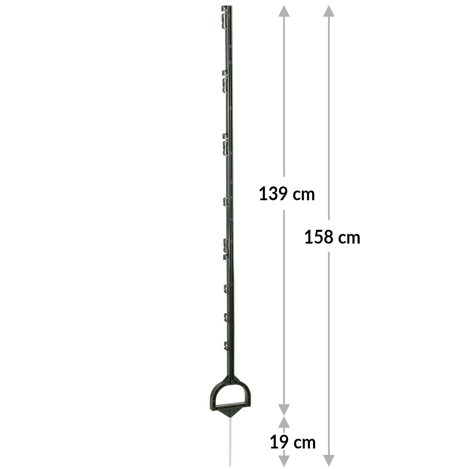 5x Piquet plastique de clôture avec étrier 158 cm, vert