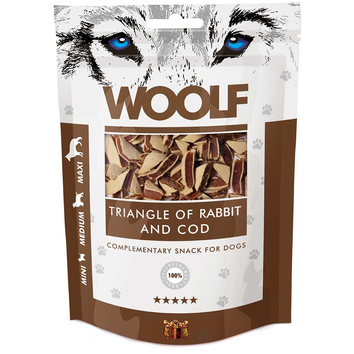 Woolf friandises pour chiens triangles de lapin & morue