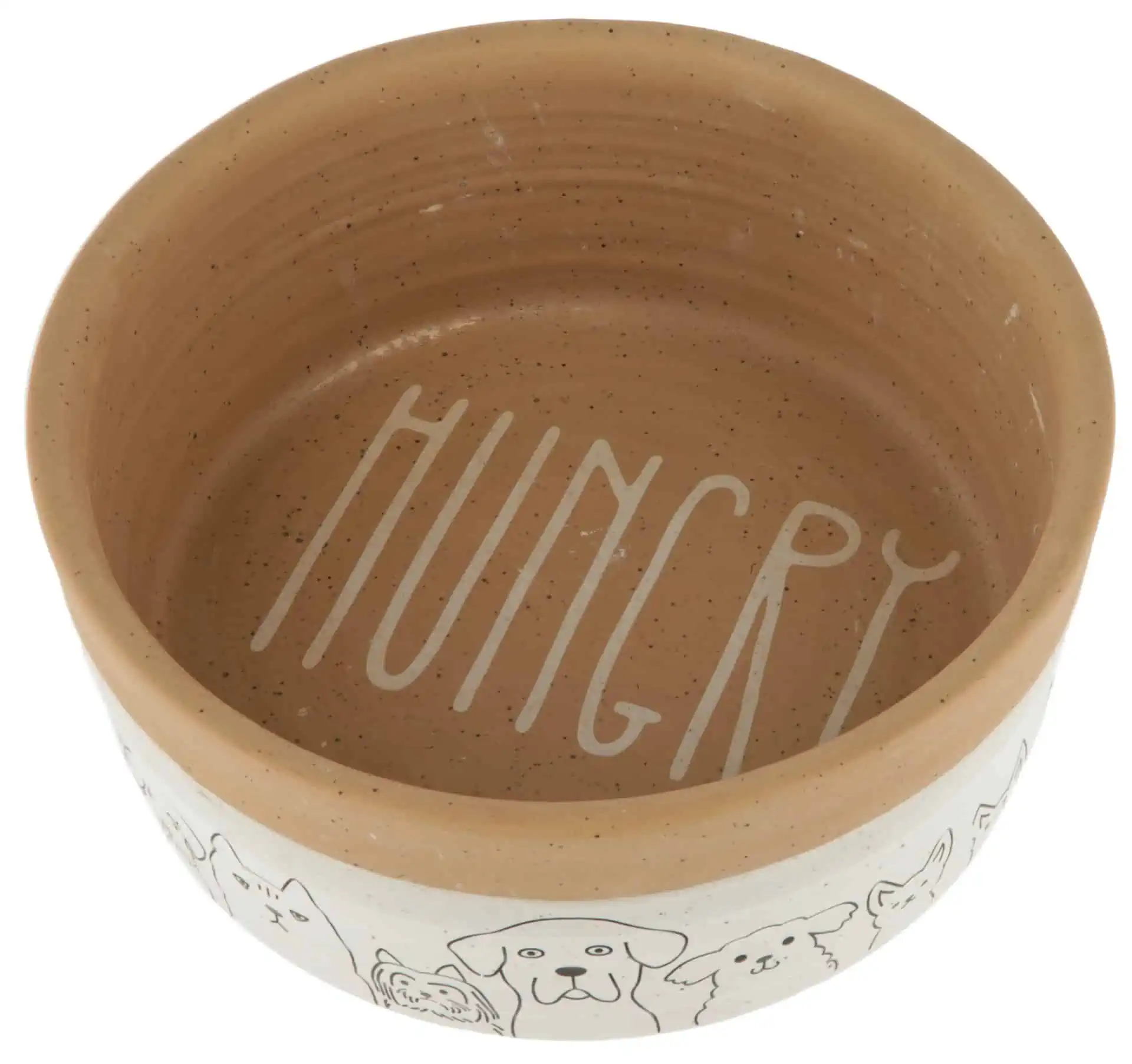 Ceramic Bowl Hungry white/brown, 250 ml