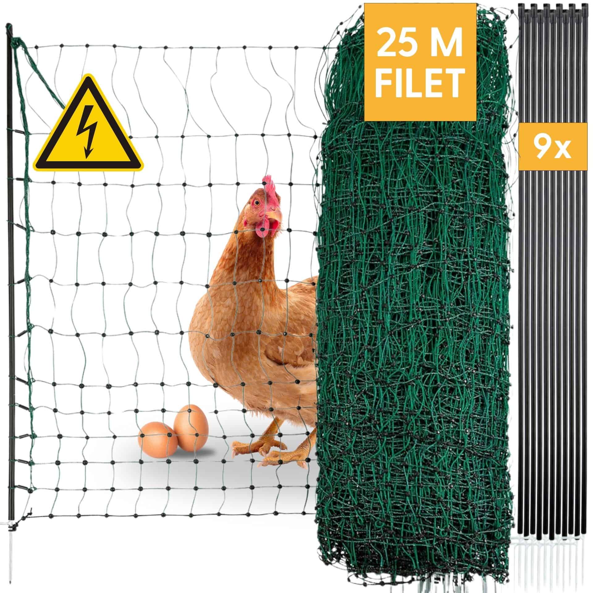 Filet pour poules Agrarzone Classic électrifié, double pointe, vert 25 m x 106 cm