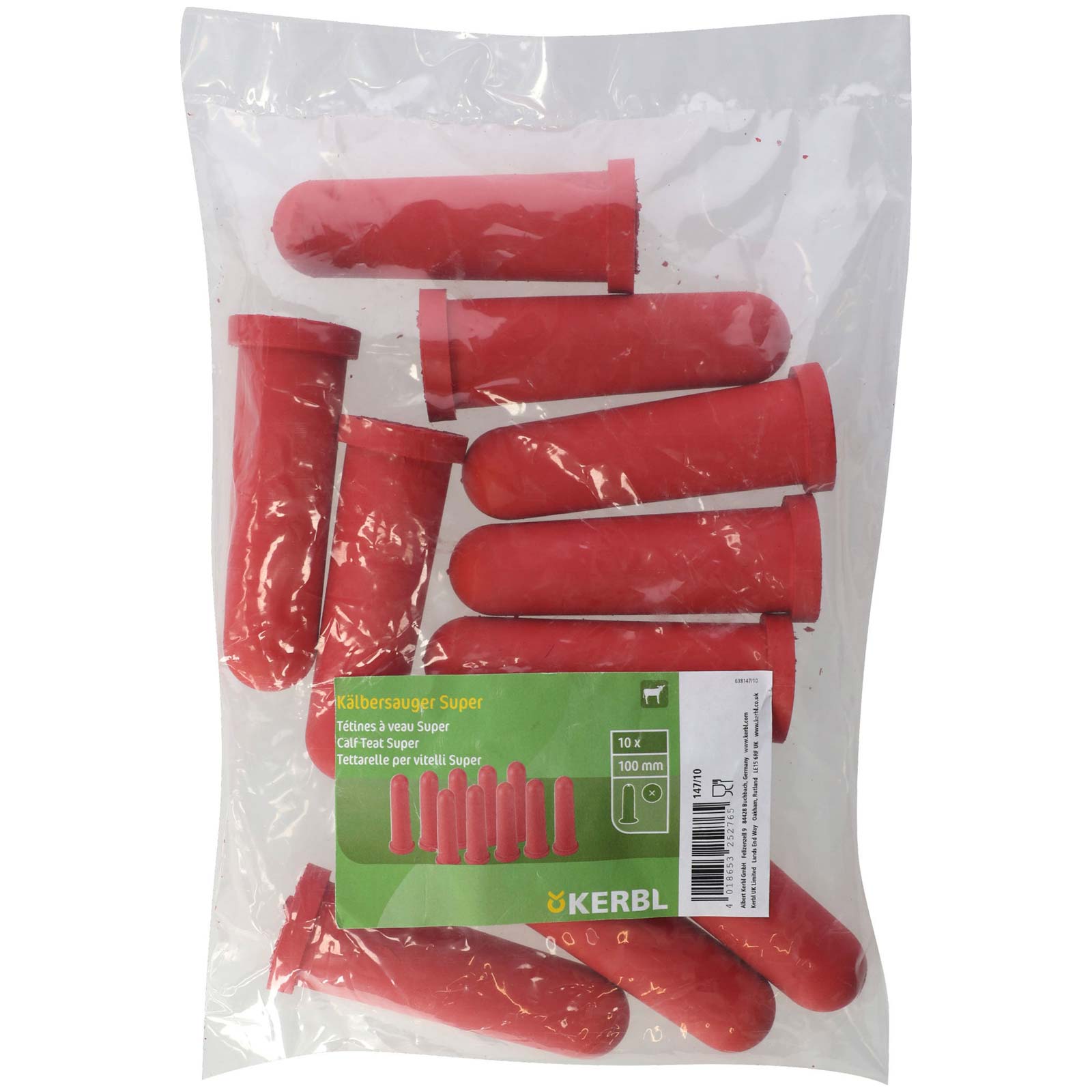 Tétine pour veaux Super rouge 100 mm (pack de 10)