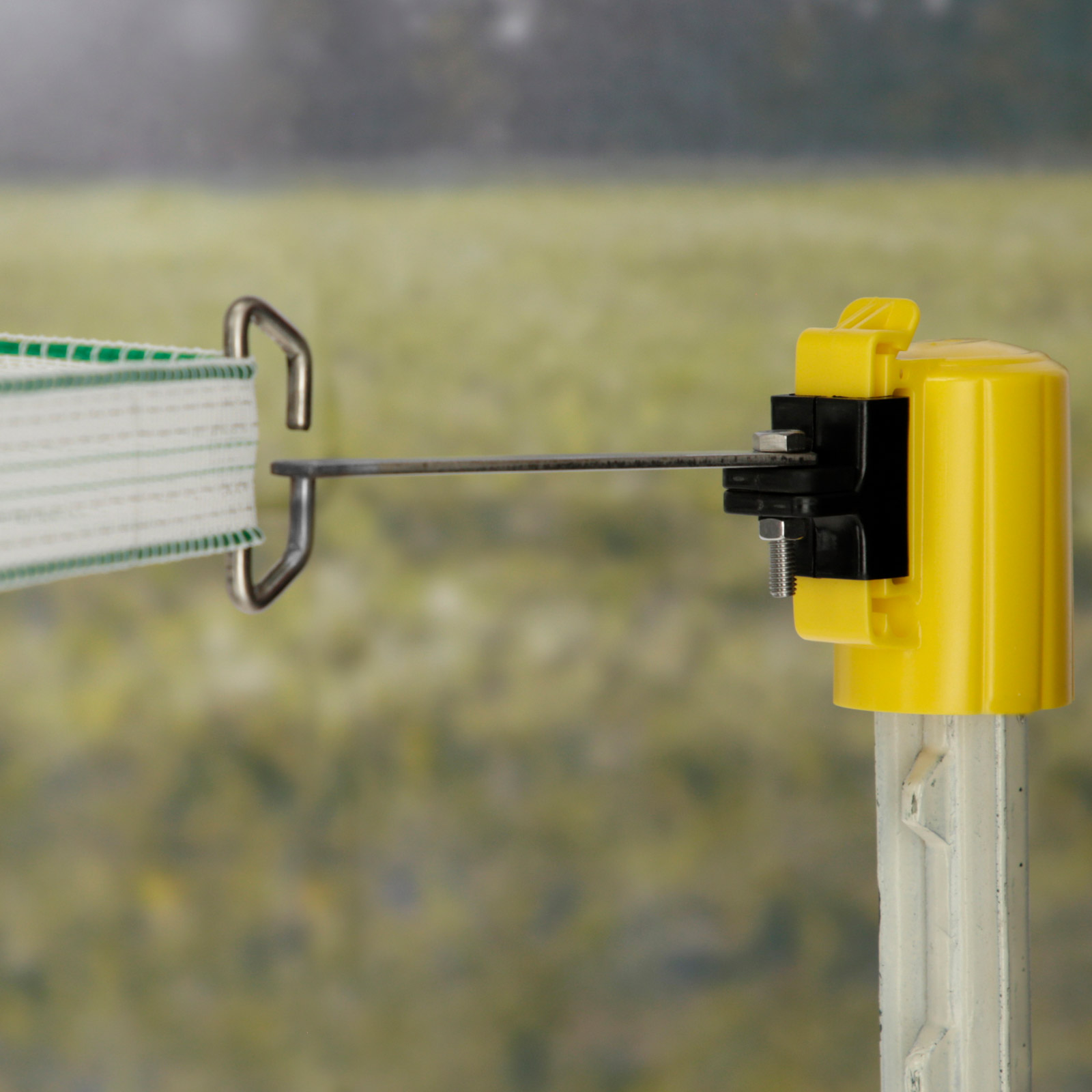 4x Isolateur de tête d'angle de clôture électrique pour rubans, cordes, fils sur T-Post jaune