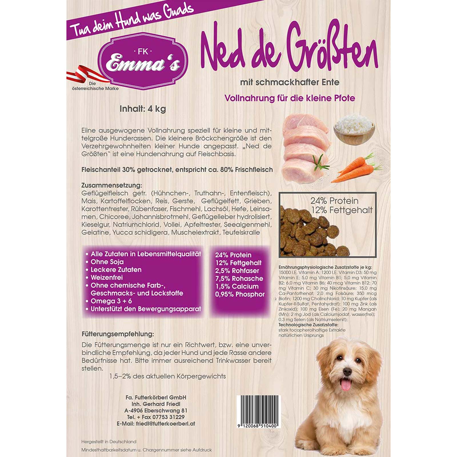 Emmas Aliments pour chiens Ned de Largest dry food 0,8 kg