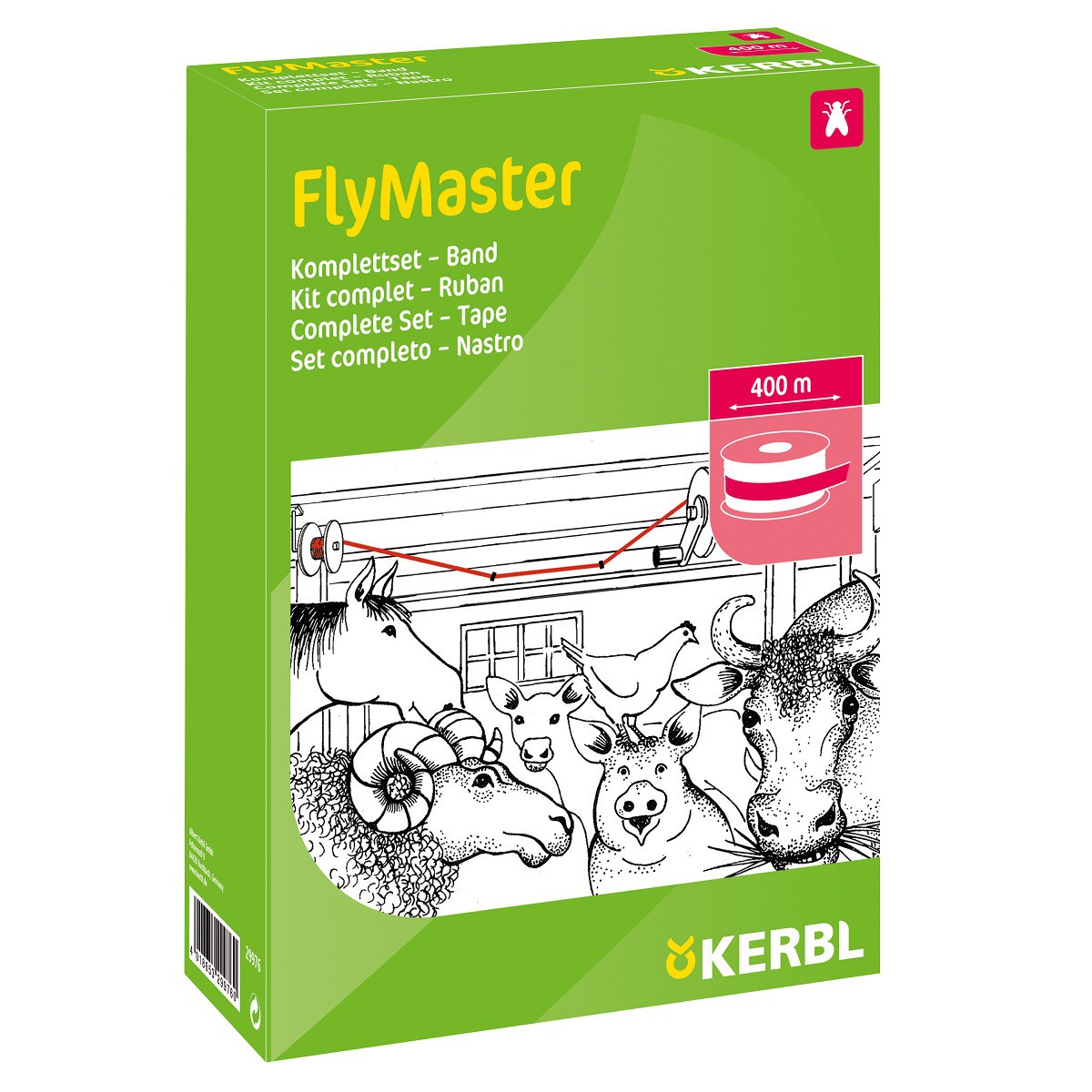 Kit de ruban attrape-mouches pour étable Kerbl FlyMaster Band 400 m