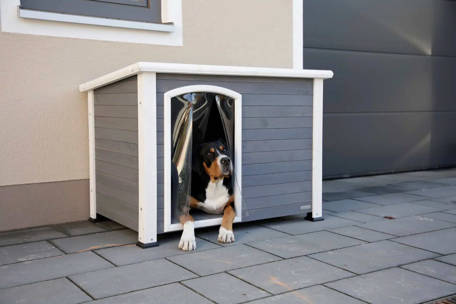 Dog House Kenny, grey/white 113 x 77 x 81 cm