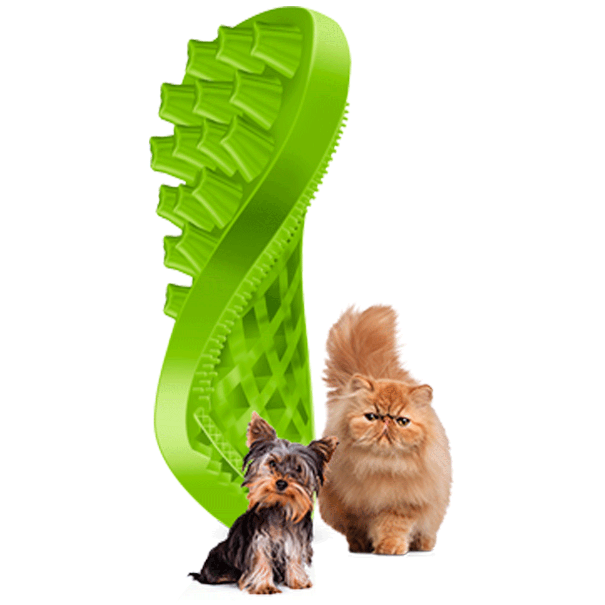 Brosse pour animaux en silicone pet+me vert