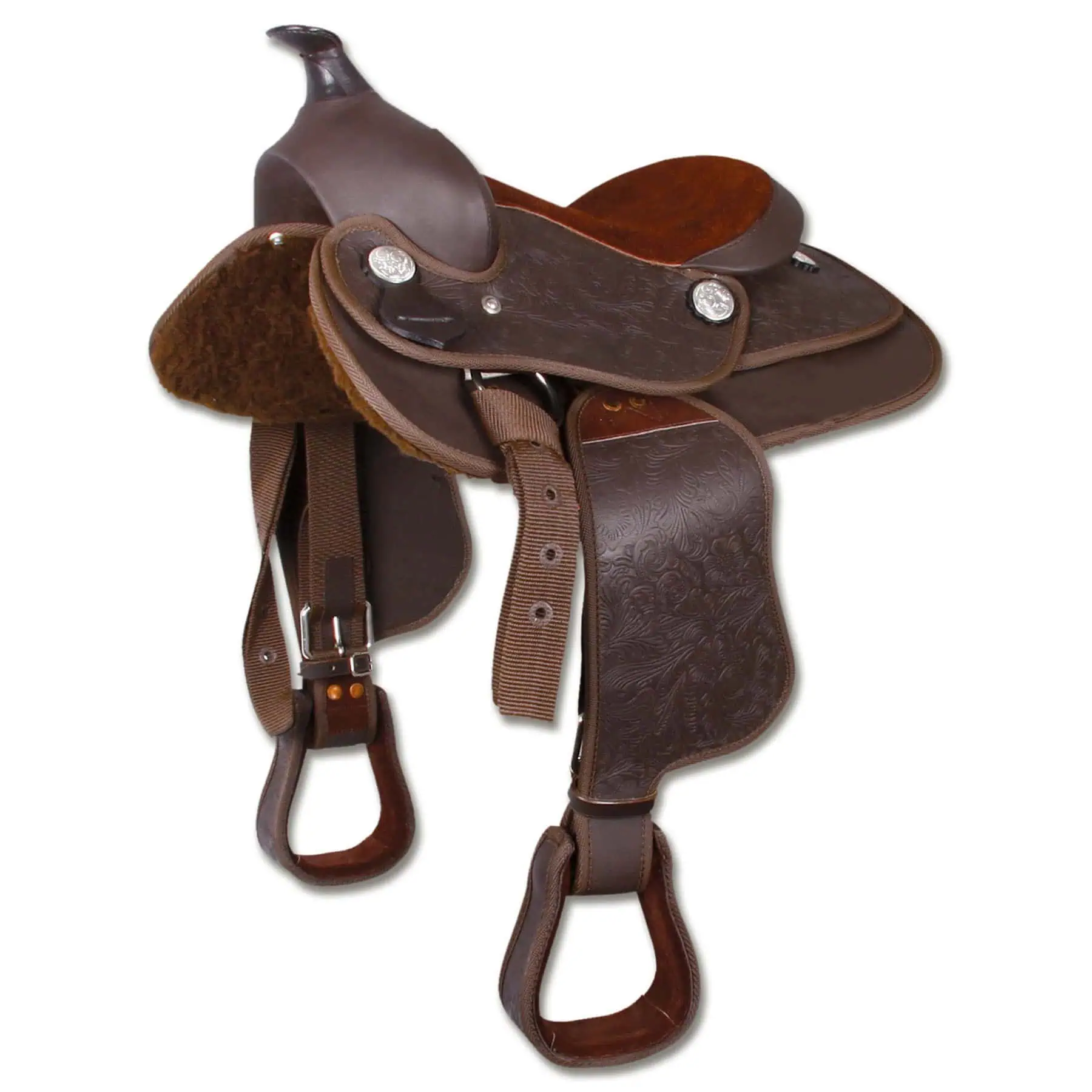 Selle western synthétique pour poney, marron