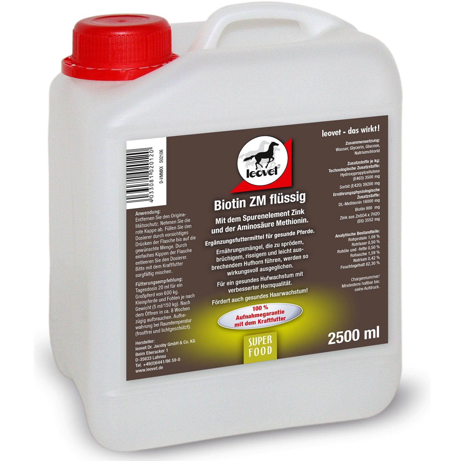 Leovet Biotin ZM Supplément liquide biotine-zinc 2,5 L