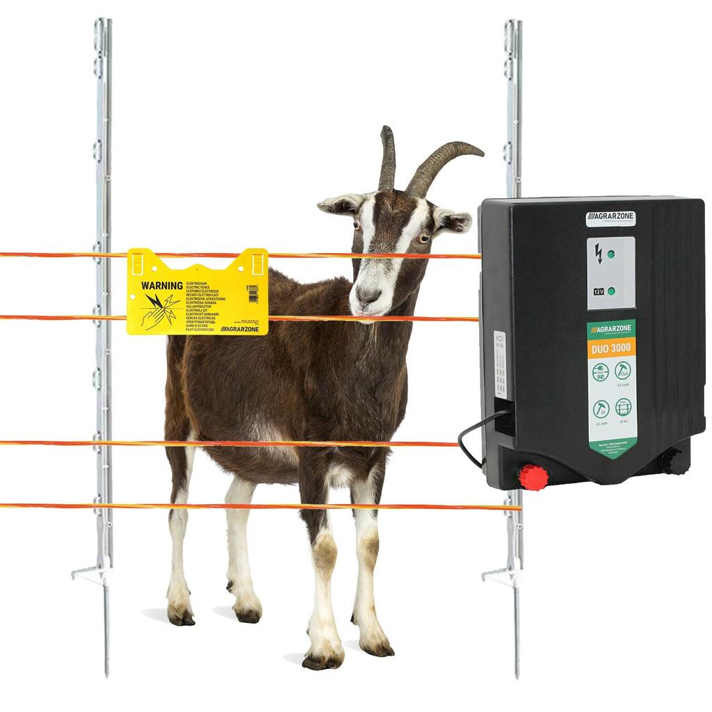 Kit complet de clôture Agrarzone pour chèvre & électrificateur DUO 3000
