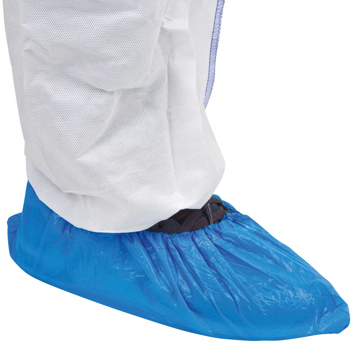 100 x couvre-chaussures jetables bleu hauteur cheville