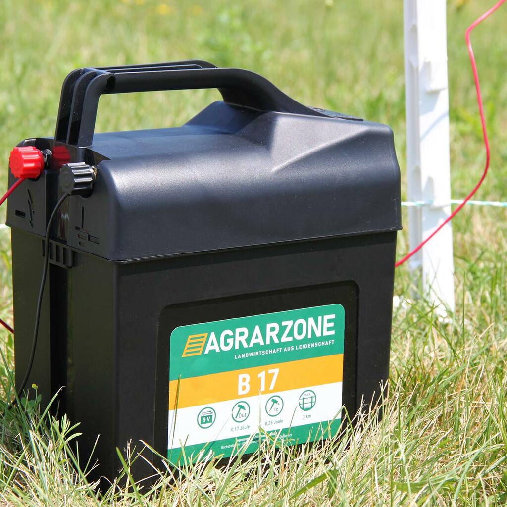 Kit clôture Agrarzone pour chien B17 à batterie 9V/12V, 0,25J, fil 250m, orange-jaune