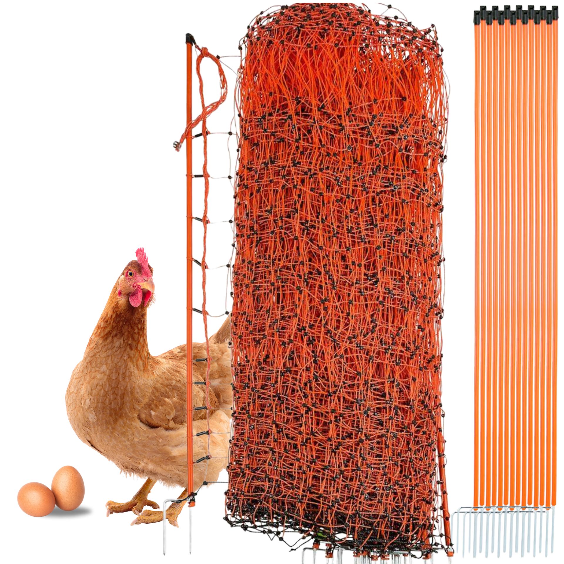 Filet pour poules électrifié Agrarzone CLASSIC, à double pointe, orange