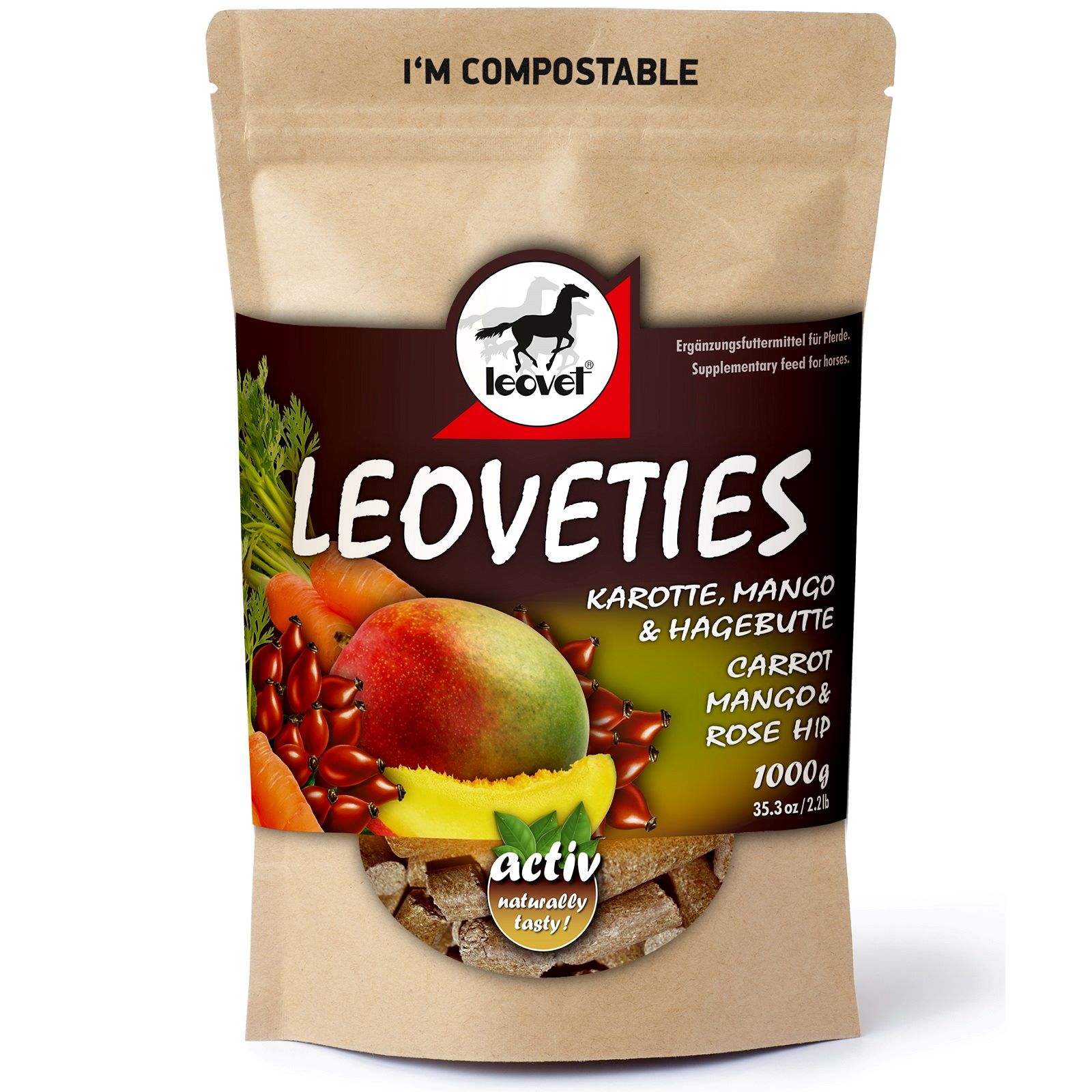Snack Leovet Leoveties aux carottes, à la mangue et à l'églantier 1 kg