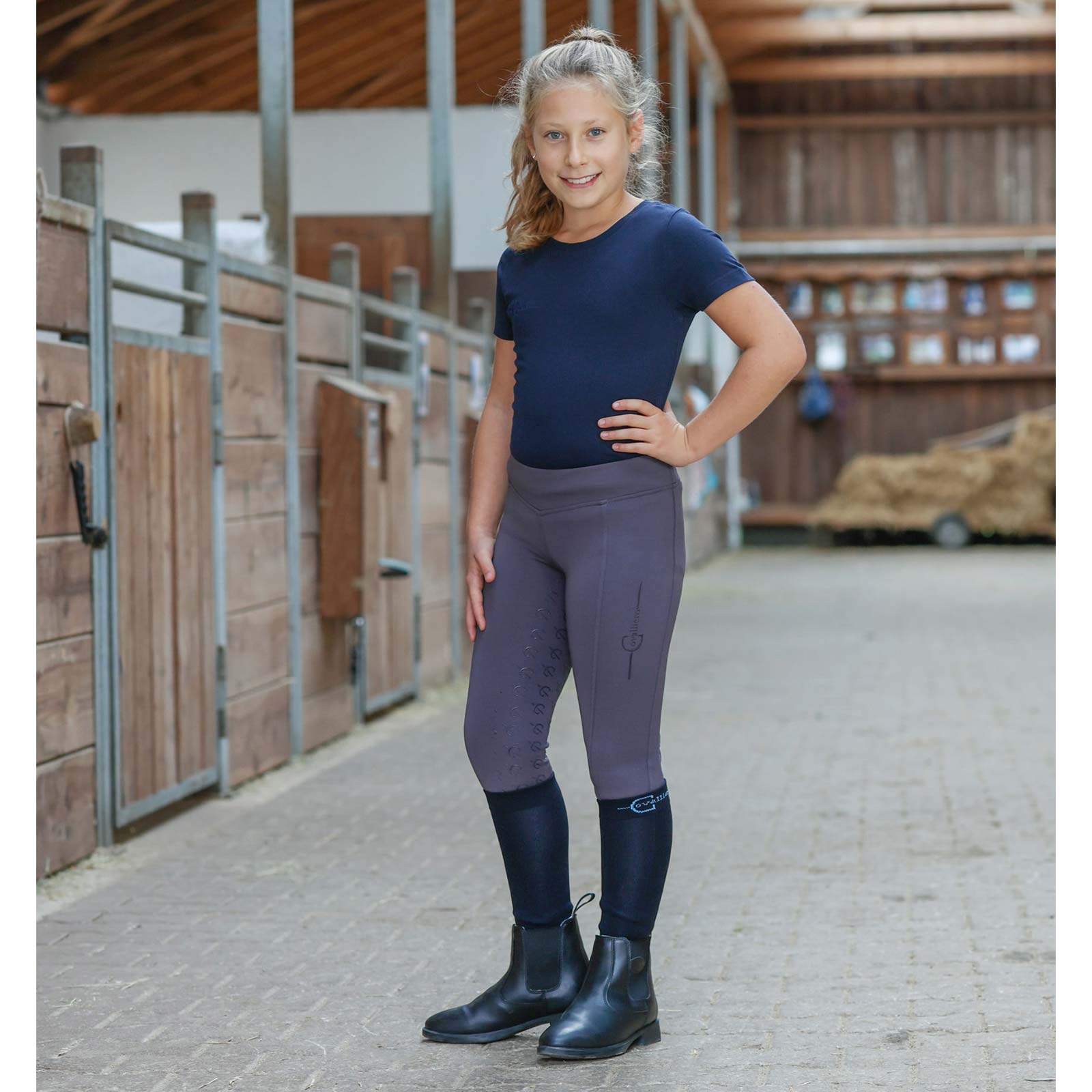 Covalliero Leggings d'équitation pour enfants ClassicStar gris 152/158