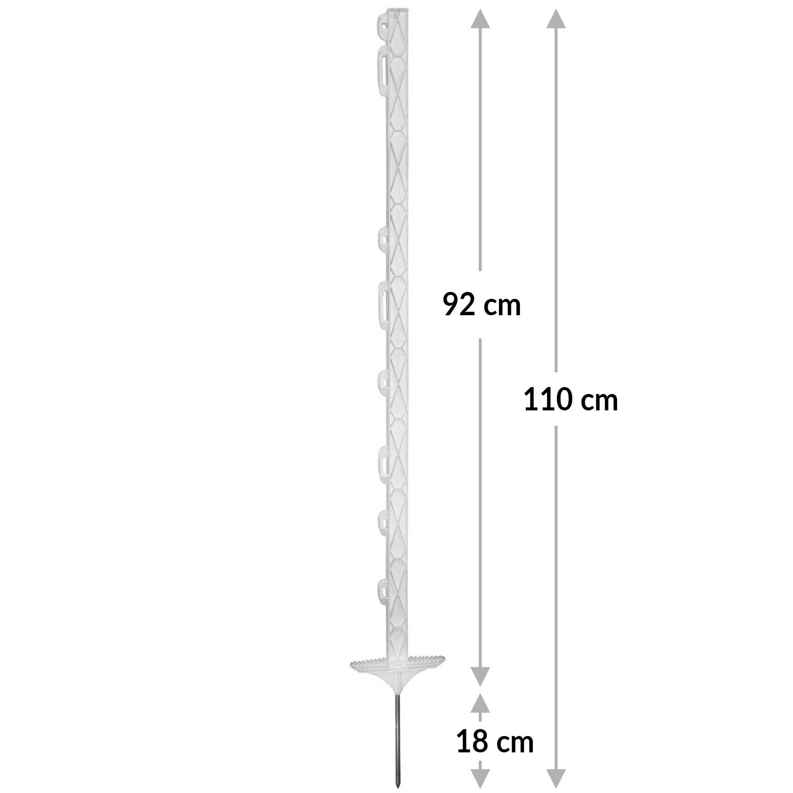 Piquet plastique Titan 110 cm, double marche pied, blanc (pack de 5 pcs)