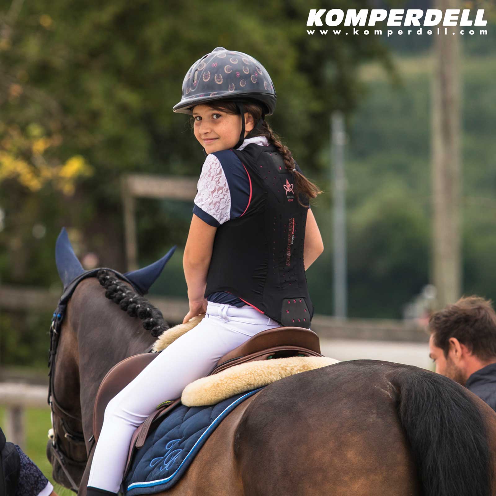 Protection dorsale d'équitation pour enfants Komperdell Ballistic Vest Junior noir/rose 128